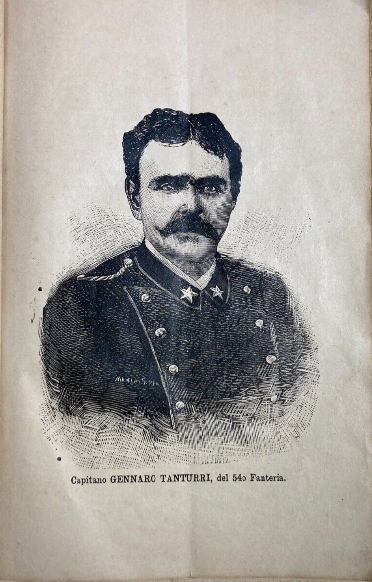 Militaria, Capitano Gennaro Tanturri, 54° Fanteria, Ritratto Xilografico