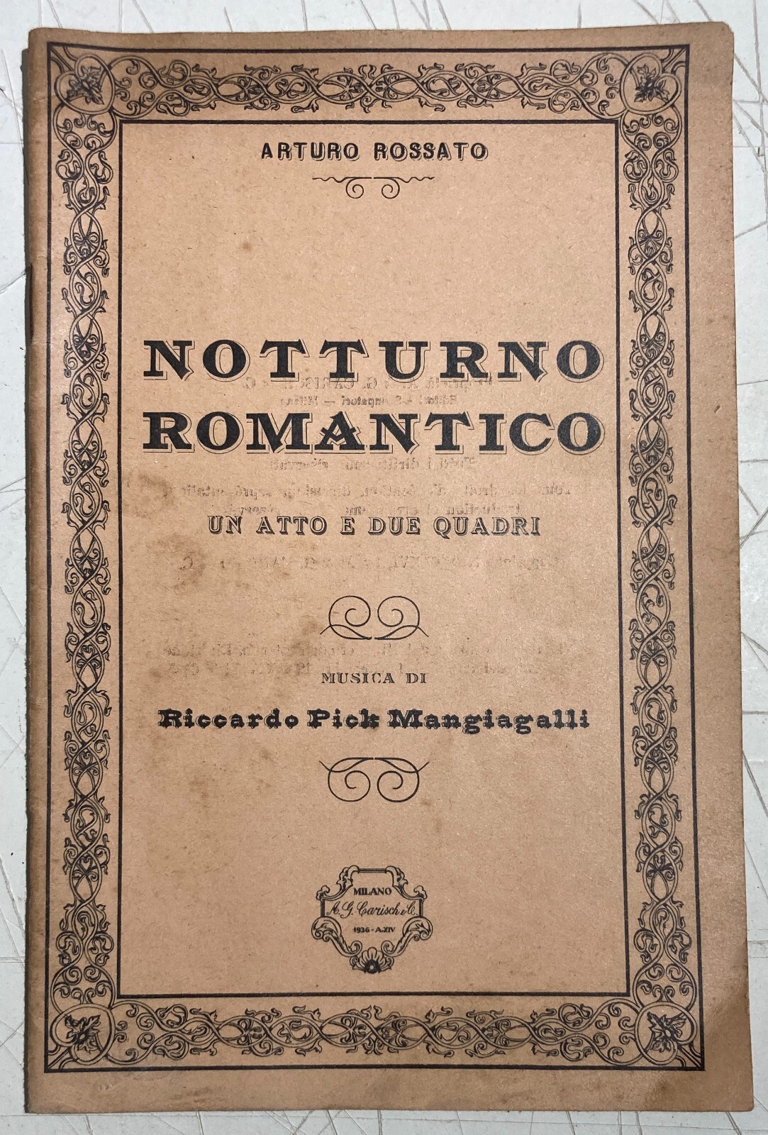 Musica, Teatro, Lago Di Como: Conte Fadda, Conte Zeno, Pick Mangiagalli, Rossato, 1936