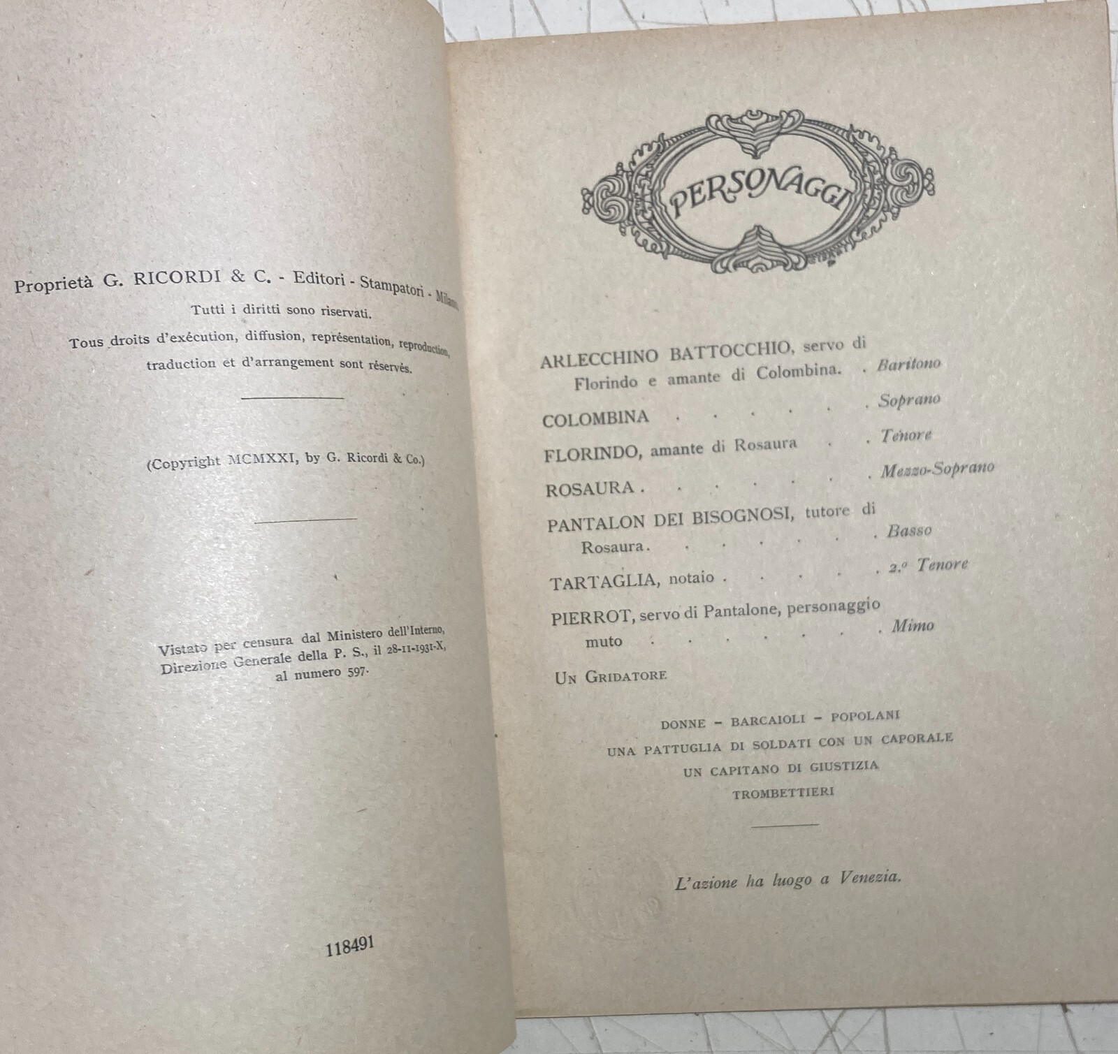 Basi E Bote: Commedia Lirica Di Arrigo Boito, Musica Di R. Pick Mangiagalli   Ricordi, 1932