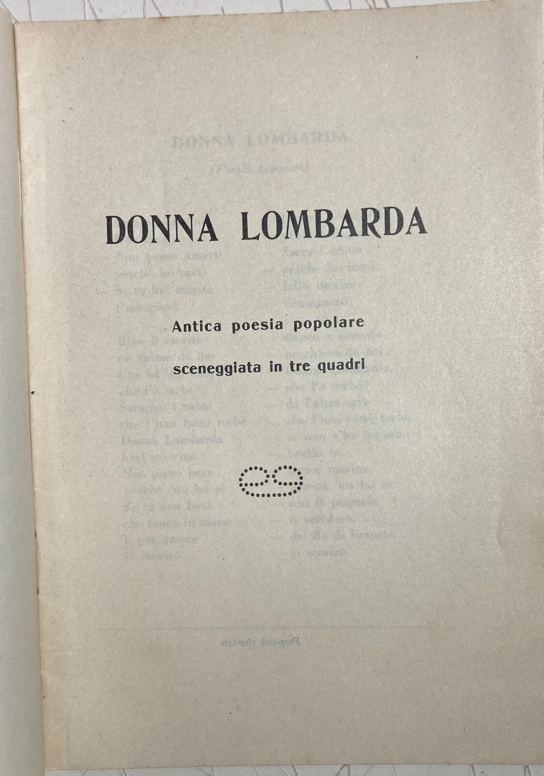 Alessandro Cicognini, Donna Lombarda Libretto di Melodramma, 1933