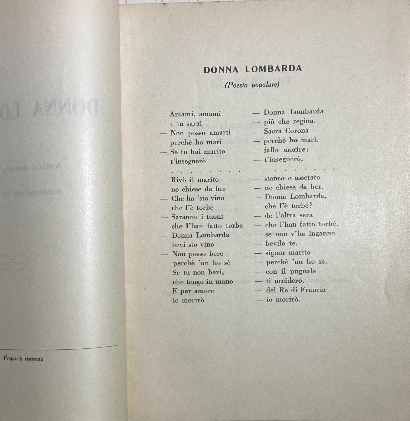 Alessandro Cicognini, Donna Lombarda   Libretto Di Melodramma, 1933