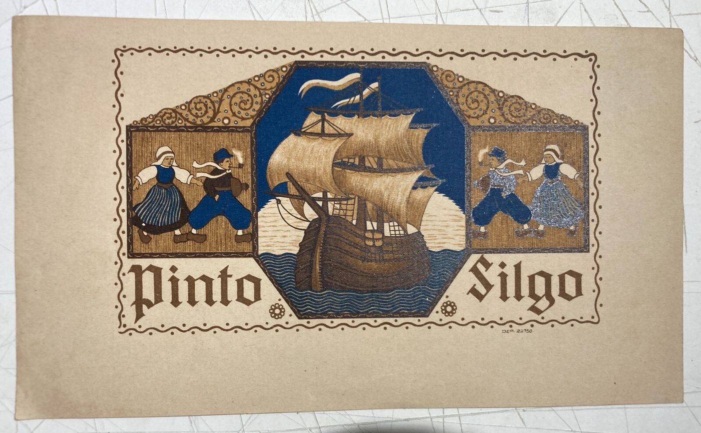 Tabacco, Fumo, Antica Stampa Pubblicitaria: Cromolitografia Nave Galeone Pinto Silgo