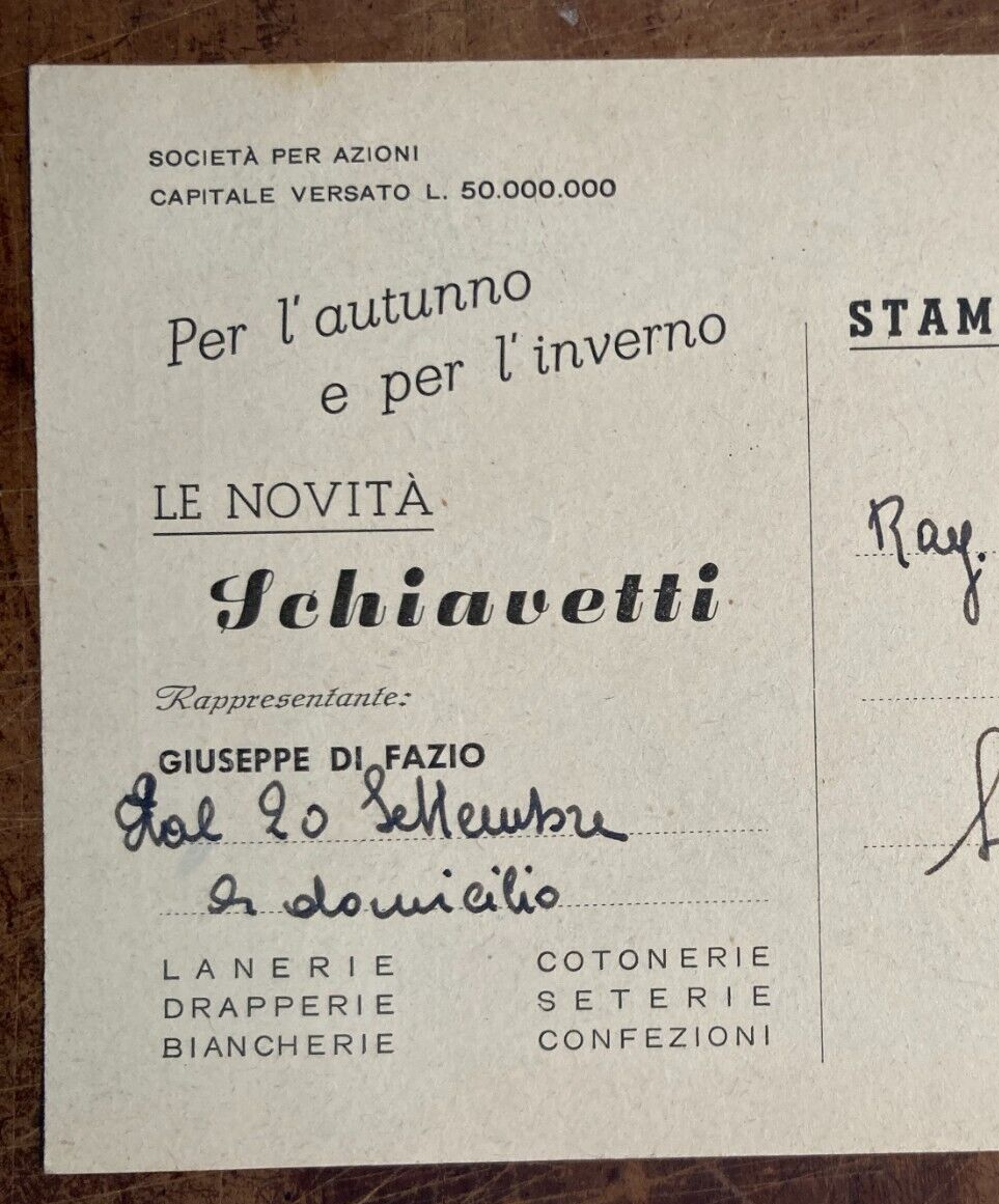 Bologna: Tessuti, Confezioni, Lana E Seta. Aristide Schiavetti, Cartolina Pubblicitaria