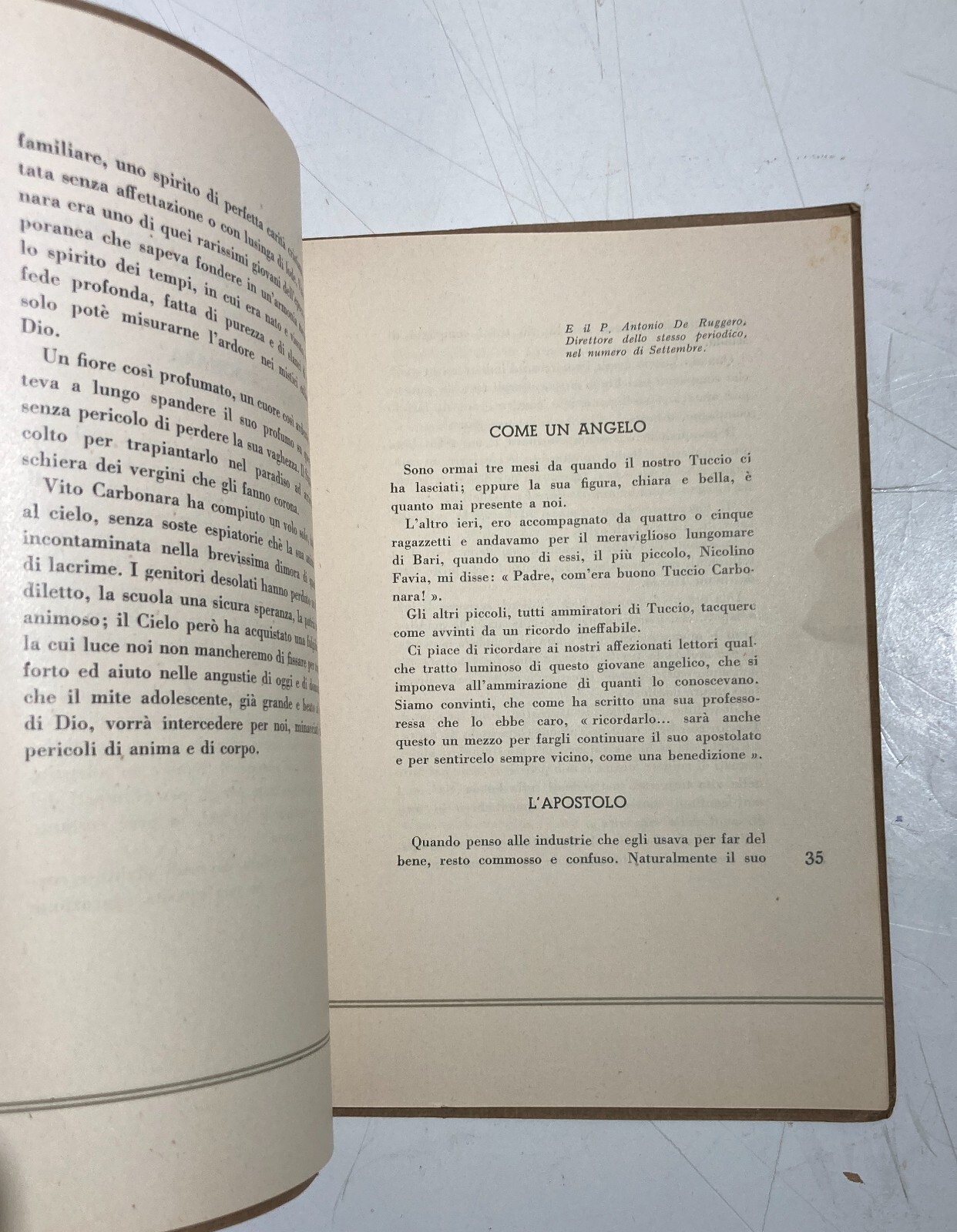 Puglia, Bari, Conversano, Triggiano, San Marino, Necrologio Tuccio Carbonara, 1939