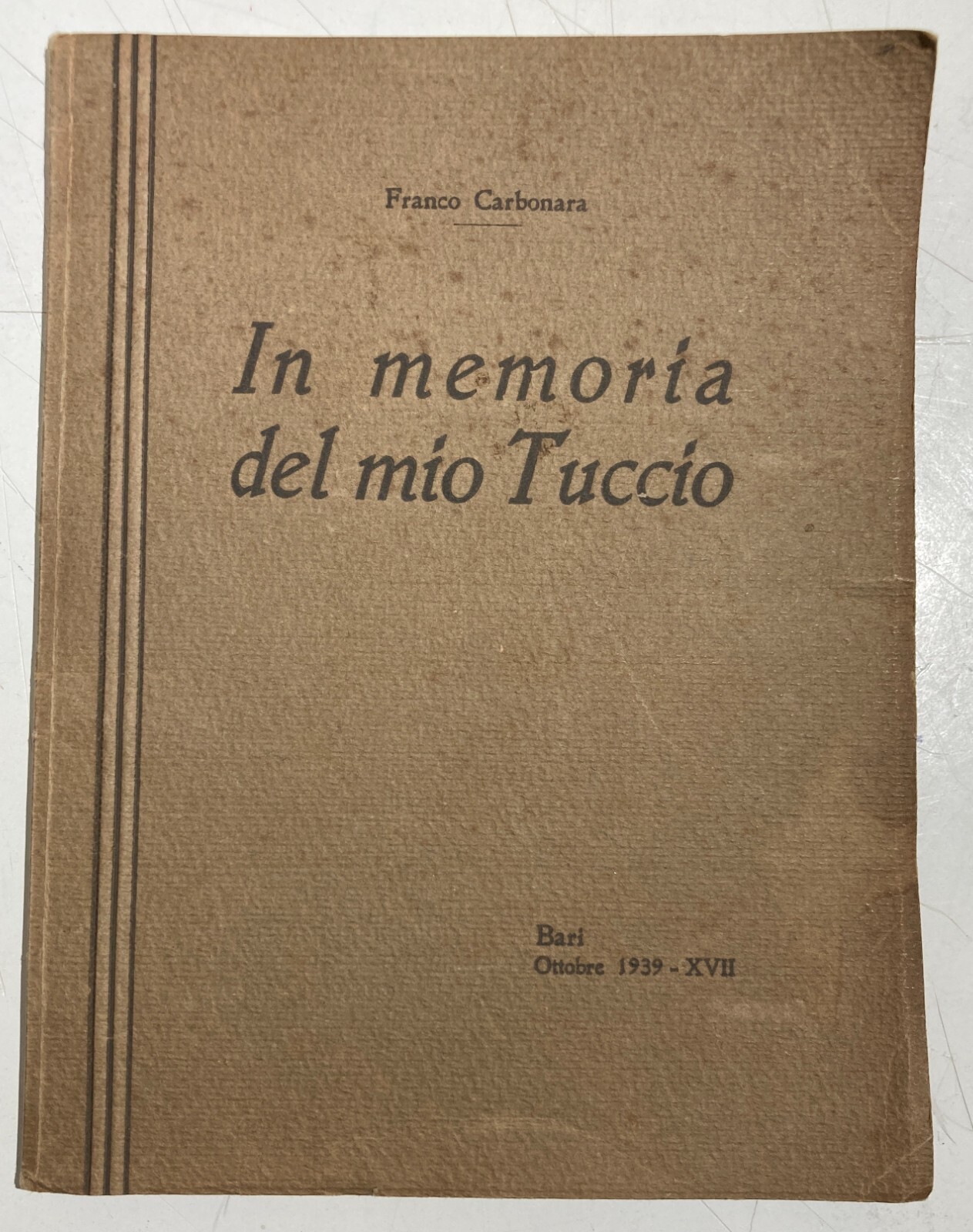 Puglia, Bari, Conversano, Triggiano, San Marino, Necrologio Tuccio Carbonara, 1939