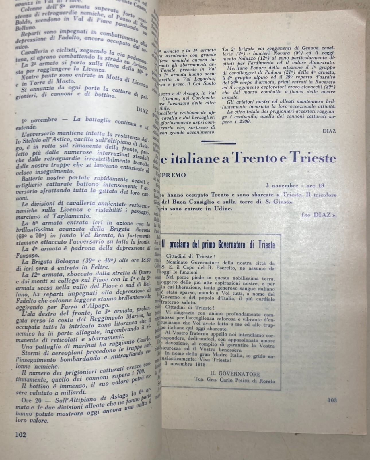 Militaria: Grande Guerra, Anniversario Vittorio Veneto. Edizione Illustrata, 1949. Bari E Roma. A Cura Di Vincenzo Bavaro