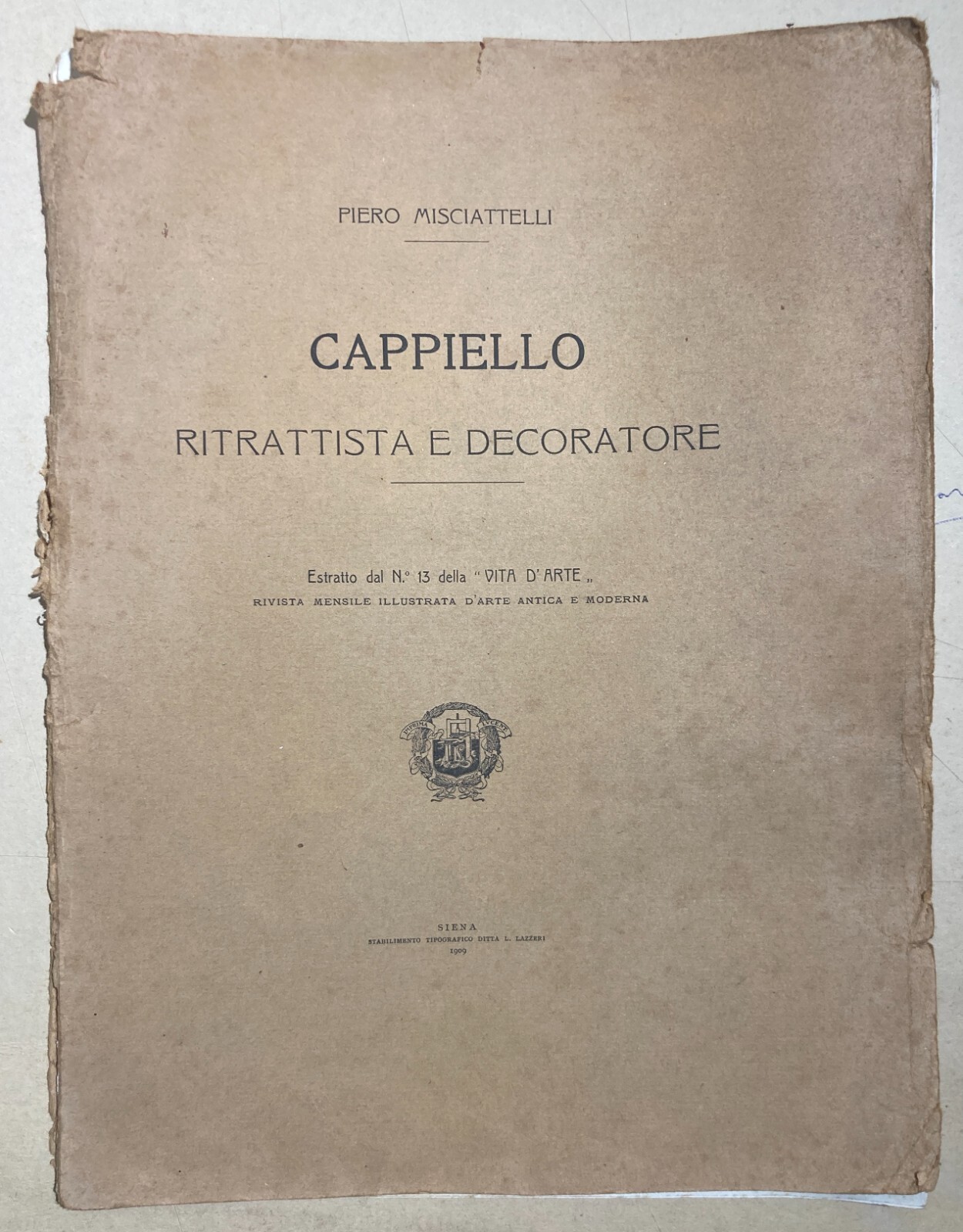 Piero Misciatelli: Angiolo Zanelli E Leonetto Cappiello Vita d'Arte, 1909