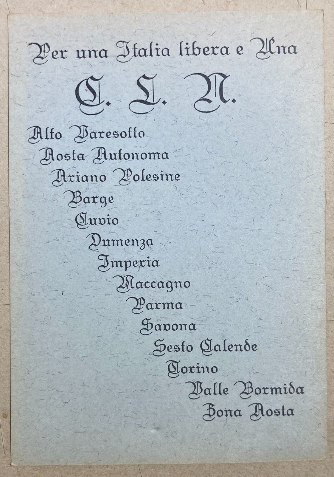 Aosta Autonoma   Comitato Di Liberazione Nazionale   Cartolina Propagandistica