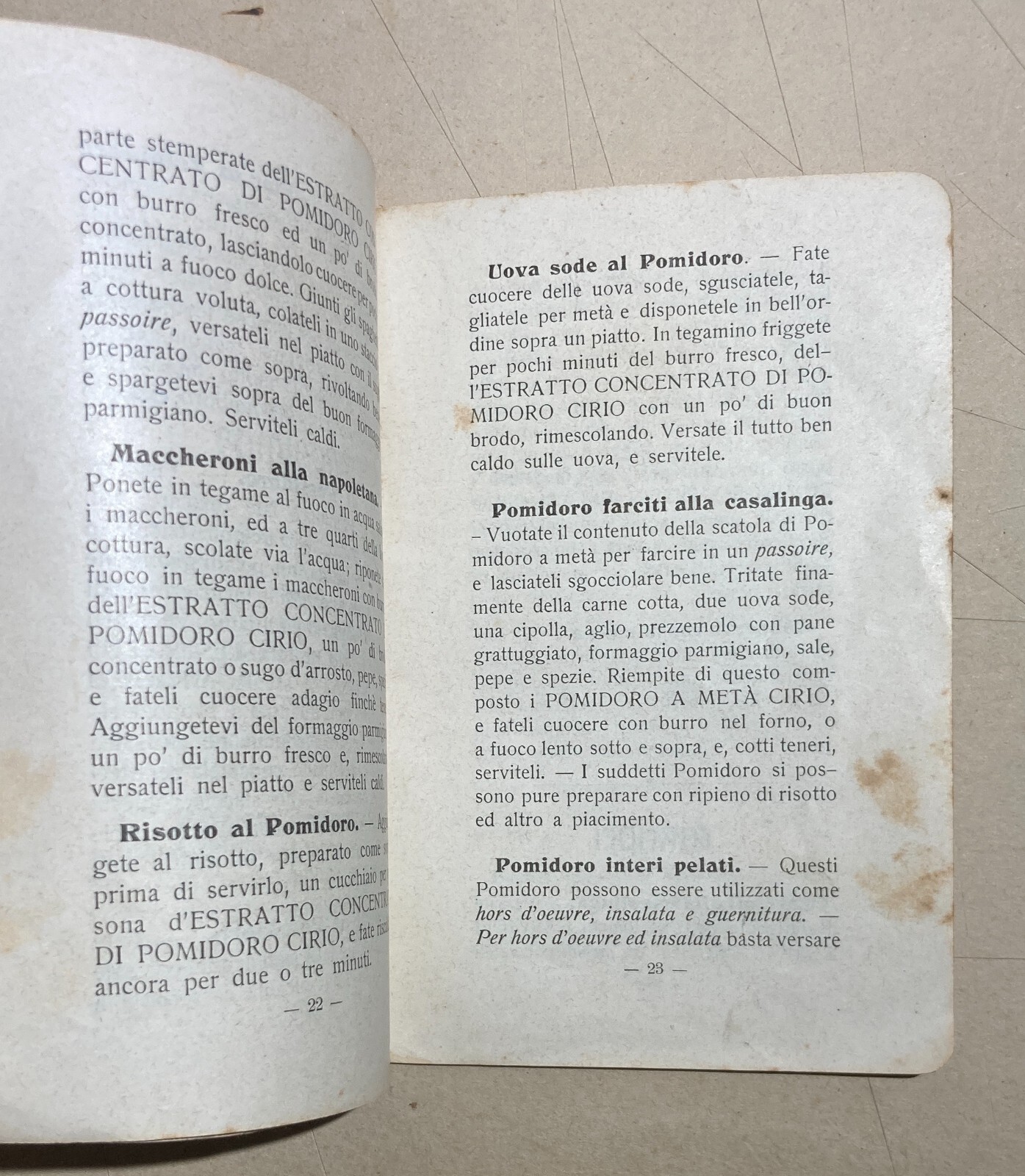 Cucina: Antico Ricettario Cirio, Conserve Alimentari, Napoli. Ortaggi E Pomodori
