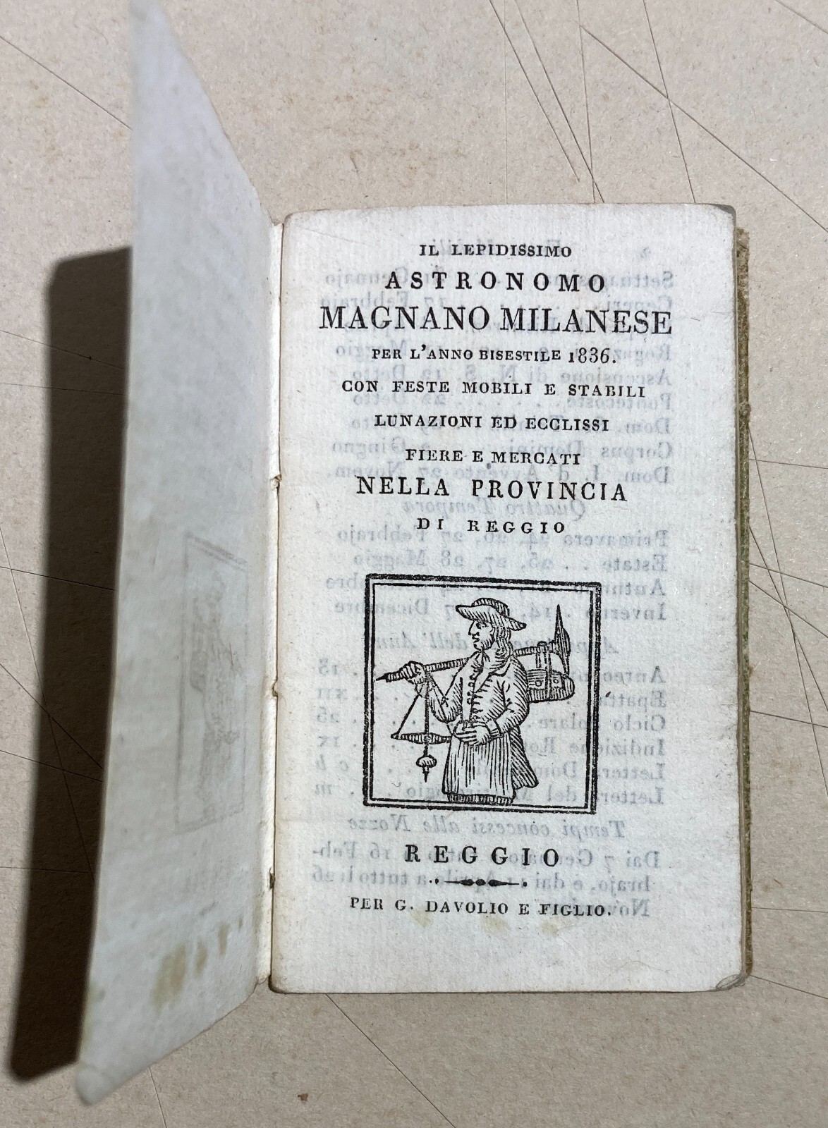 Emilia Romagna, Reggio Emilia Antico Almanacco Il Lepidissimo Astronomo, 1836 Fiere E Mercati