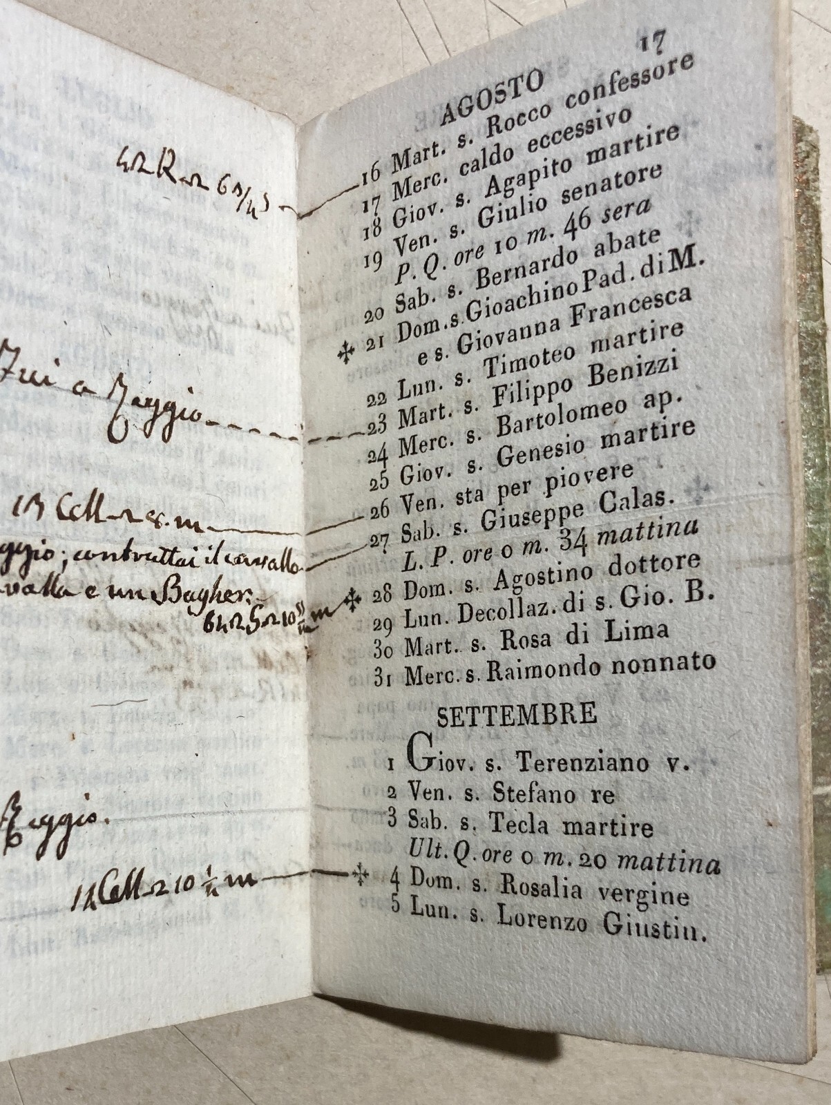 Emilia Romagna, Reggio Emilia Antico Almanacco Il Lepidissimo Astronomo, 1836 Fiere E Mercati