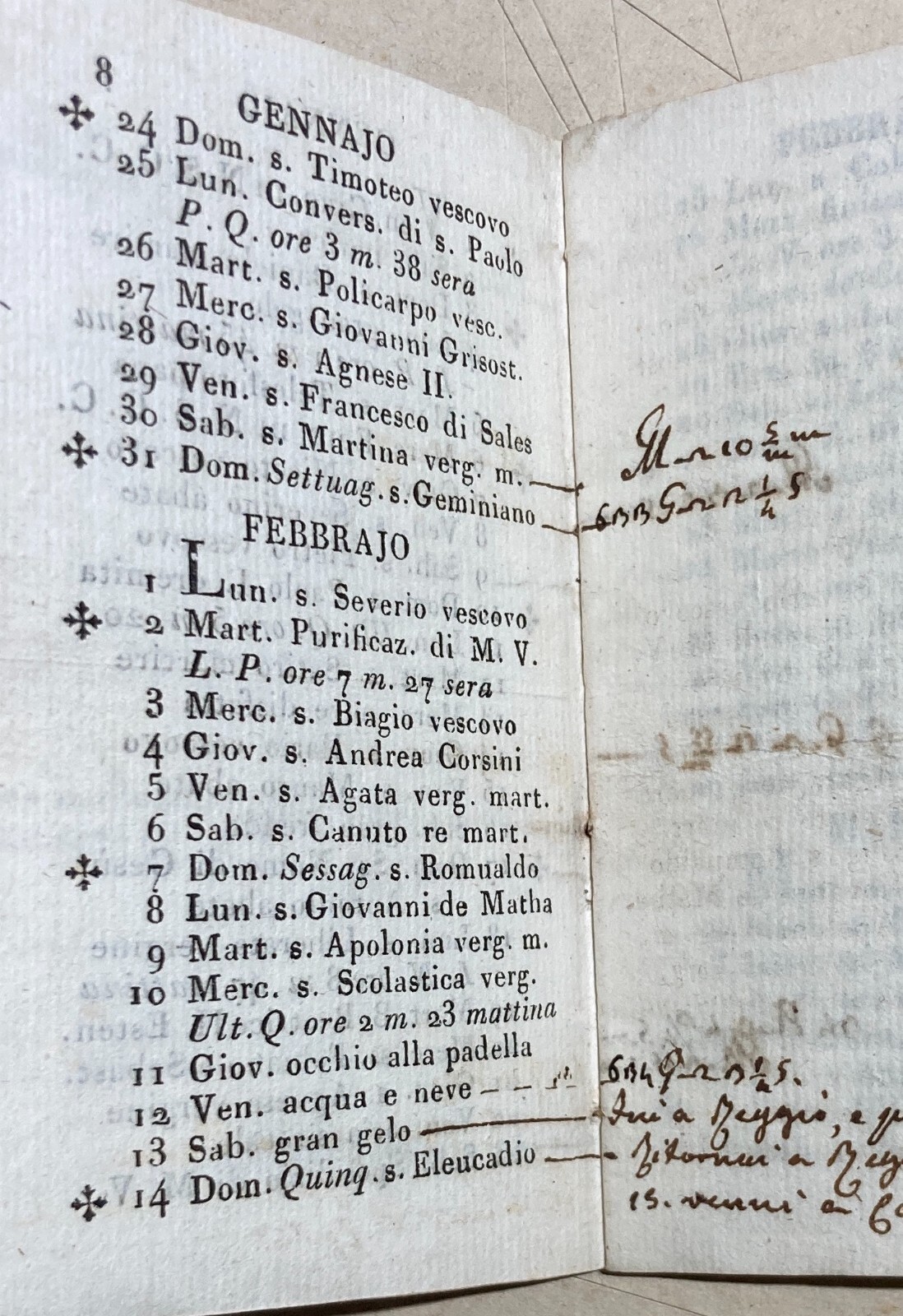 Emilia Romagna, Reggio Emilia Antico Almanacco Il Lepidissimo Astronomo, 1836 Fiere E Mercati
