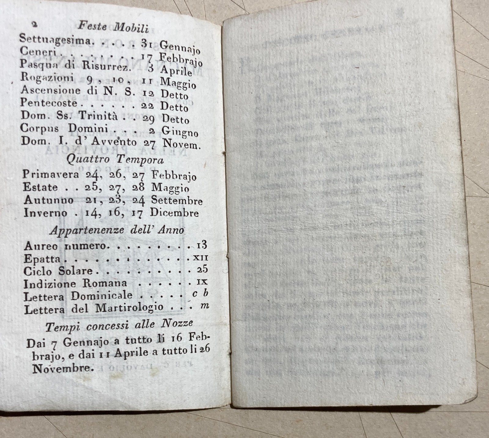Emilia Romagna, Reggio Emilia Antico Almanacco Il Lepidissimo Astronomo, 1836 Fiere E Mercati