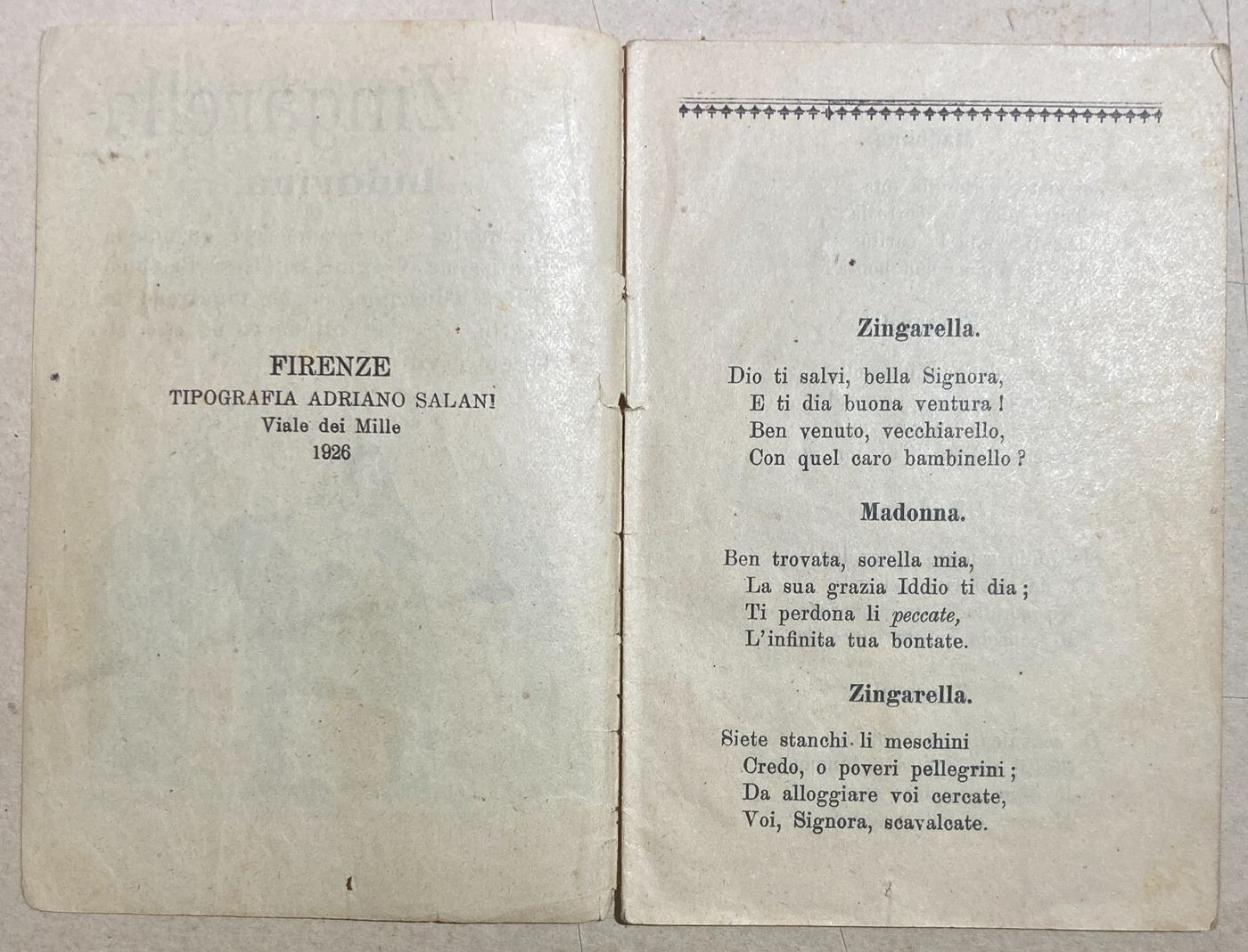 Natività Di Gesù   La Zingarella Indovina   Edizione Salani   1926