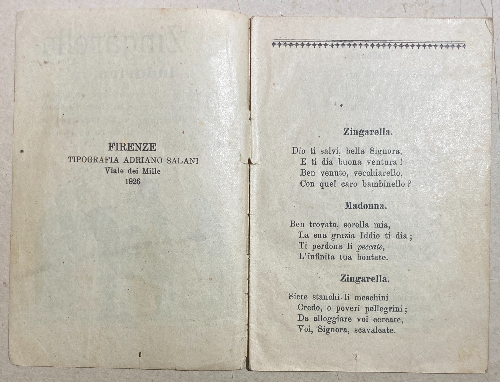Natività Di Gesù   La Zingarella Indovina   Edizione Salani   1926