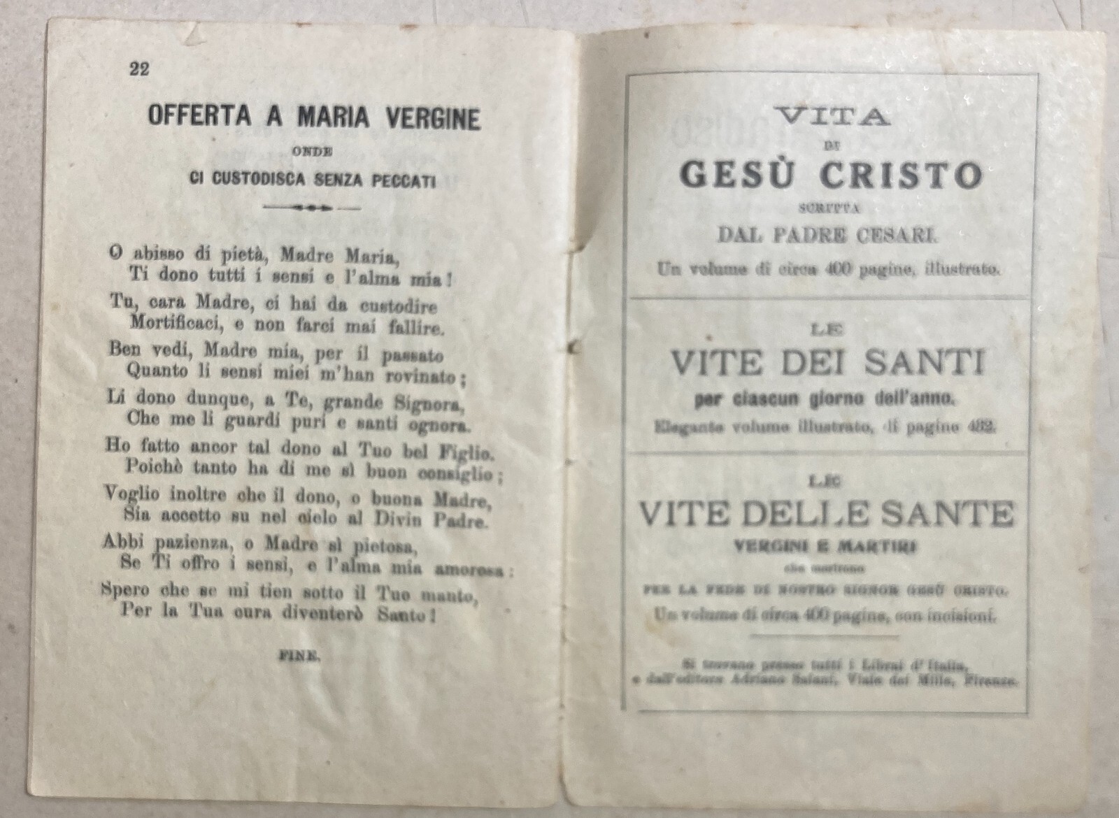 Natività Di Gesù   La Zingarella Indovina   Edizione Salani   1926