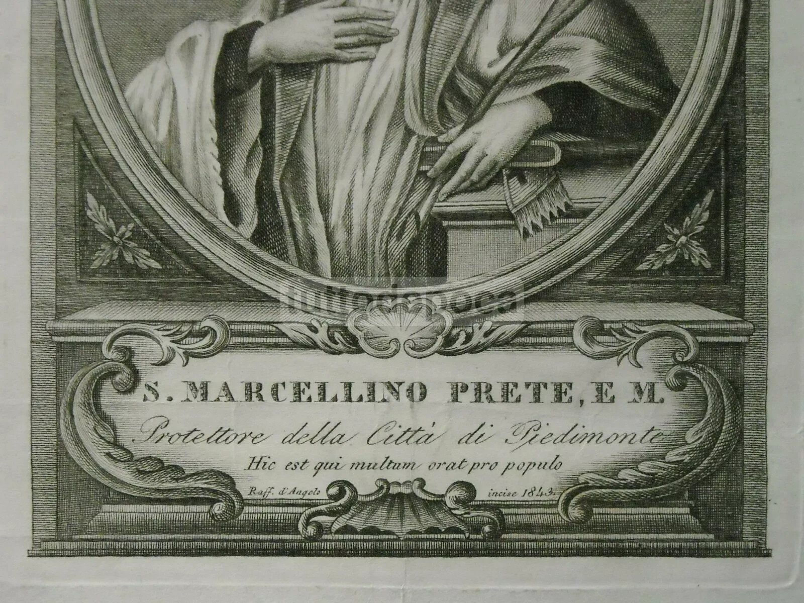 San Marcellino Protettore Di Piedimonte Matese, Incisione Di Raffaele d'Angelo, 1843
