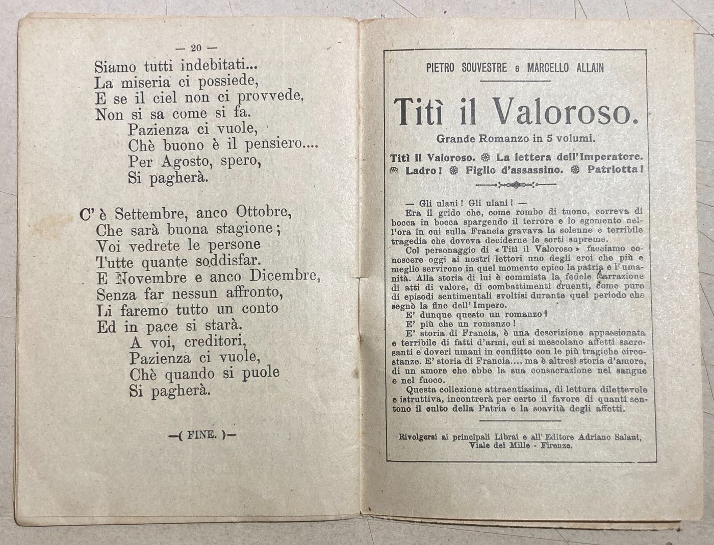 Rosina E Teresina: Bellezza E Amanti. Antica Edizione Salani, 1926