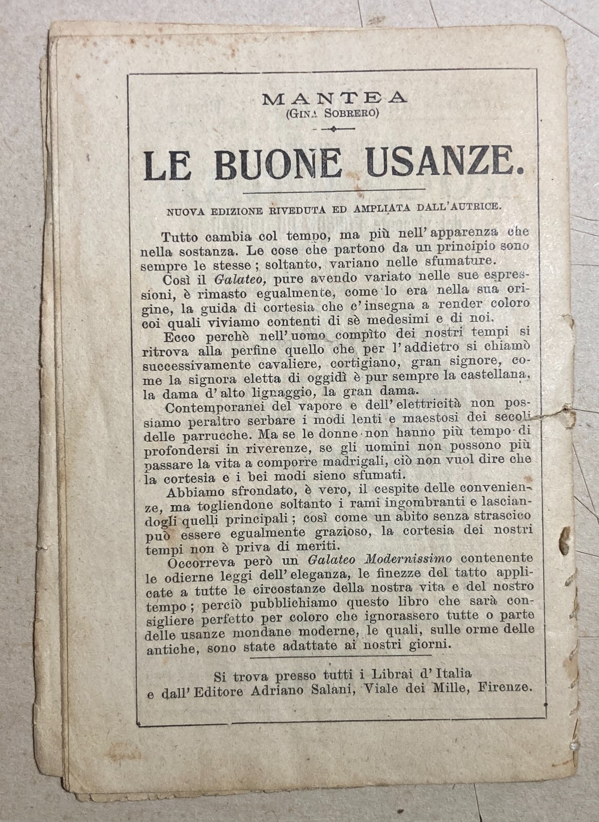 Antica Edizione Salani: Contrasto Tra Suocera E Nuora   Un Furiere Ammazza L'Amante