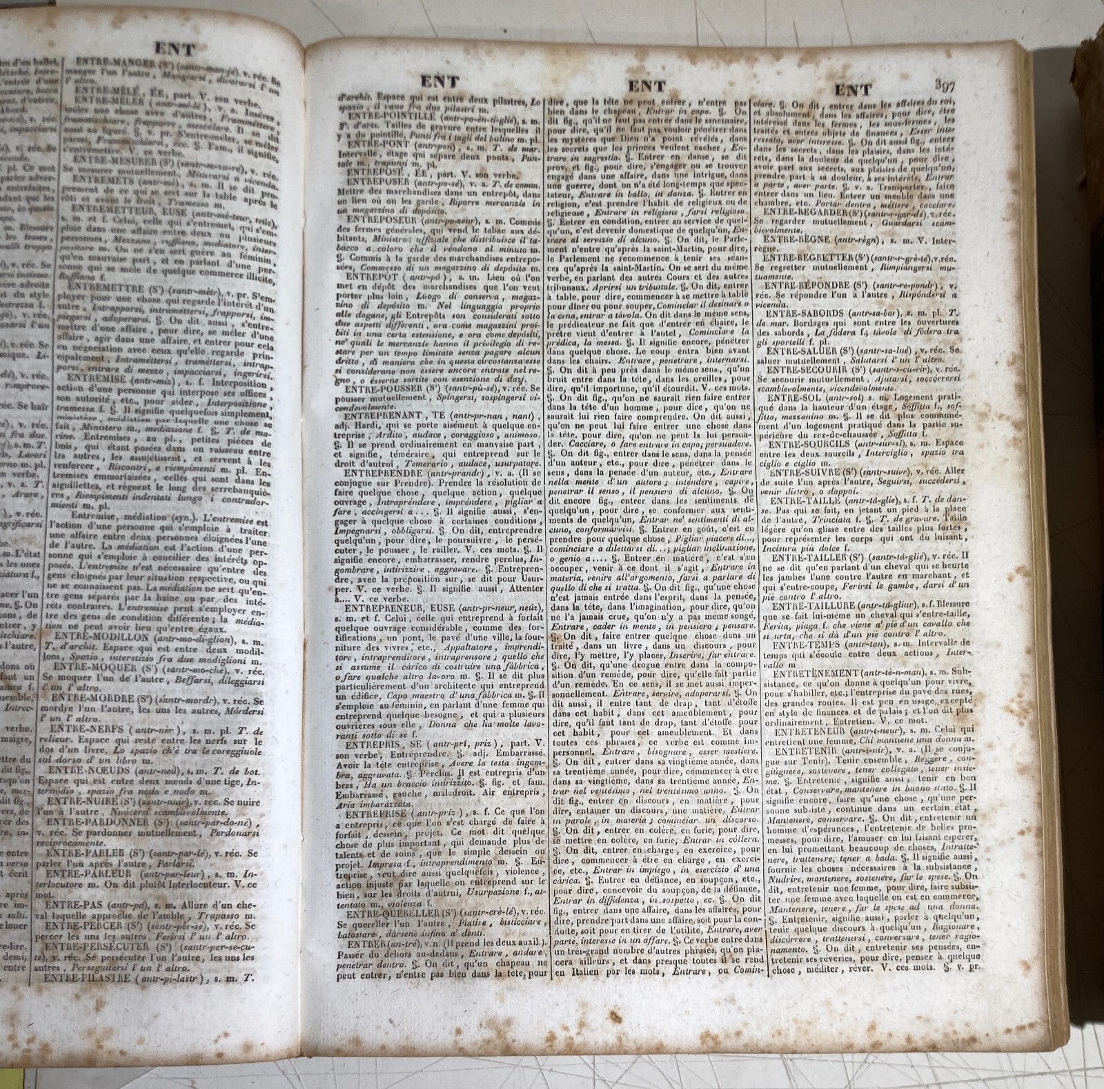 Antico Dizionario Italiano E Francese, Due Grossi Volumi, Alberti Truffi, 1840