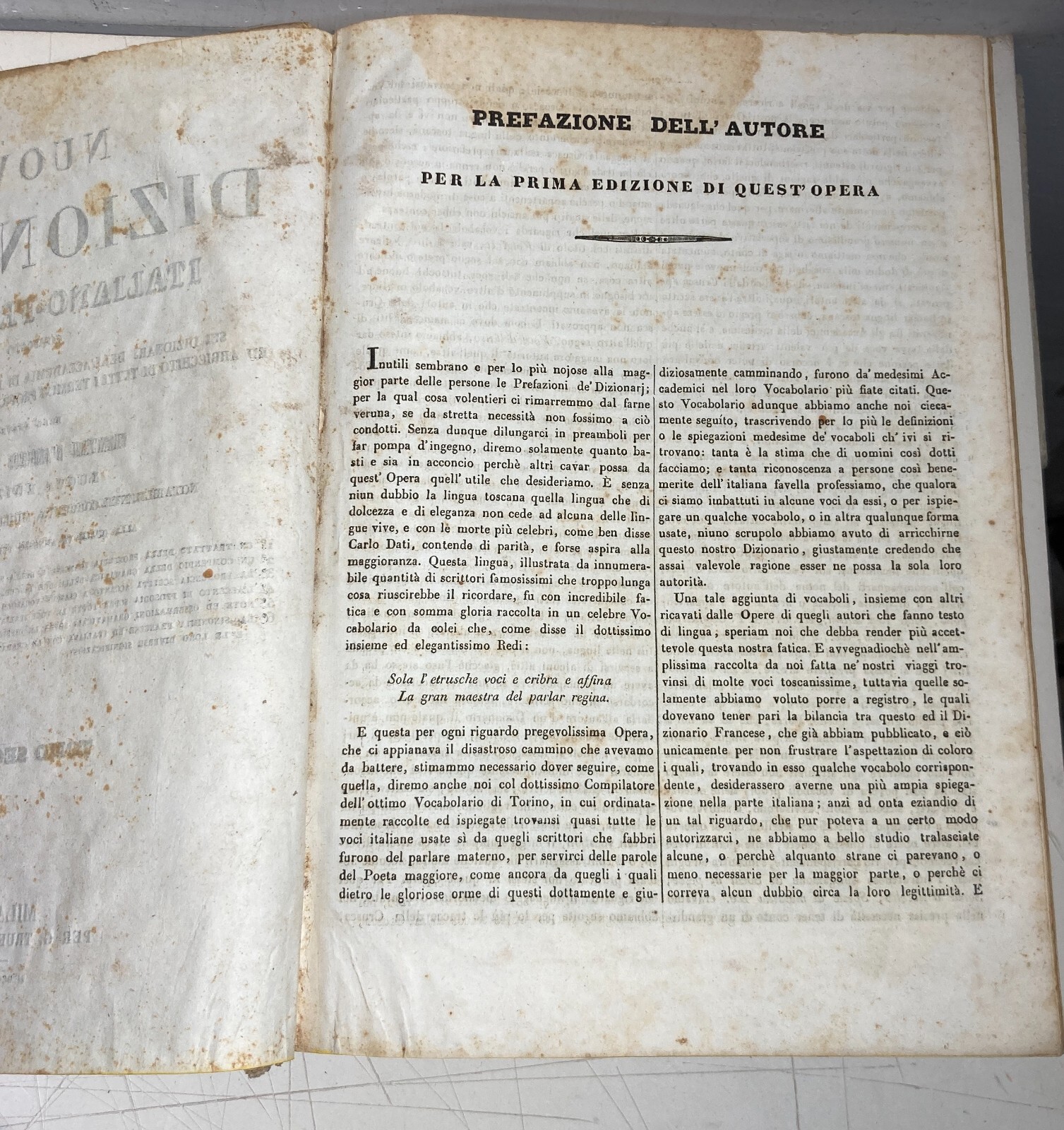 Antico Dizionario Italiano E Francese, Due Grossi Volumi, Alberti Truffi, 1840