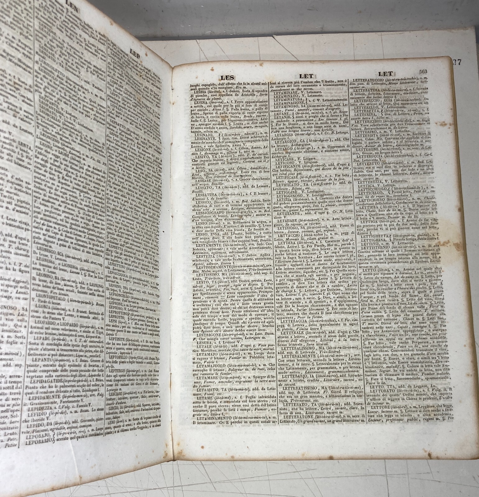 Antico Dizionario Italiano E Francese, Due Grossi Volumi, Alberti Truffi, 1840