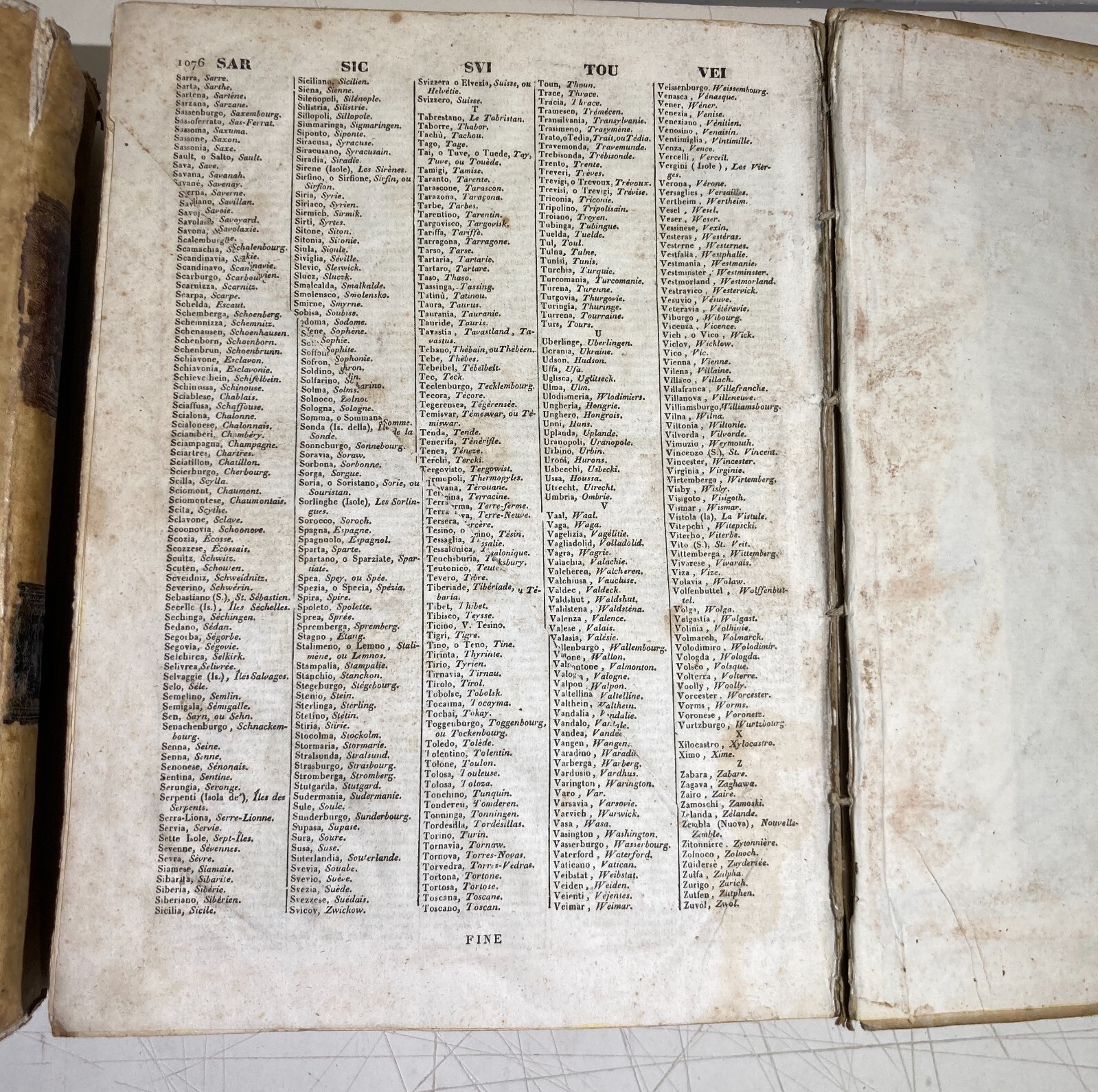Antico Dizionario Italiano E Francese, Due Grossi Volumi, Alberti Truffi, 1840