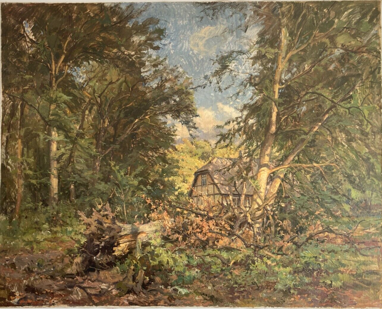 Grande Dipinto Paesaggistico Di Carl Hornung Jensen, 1937
