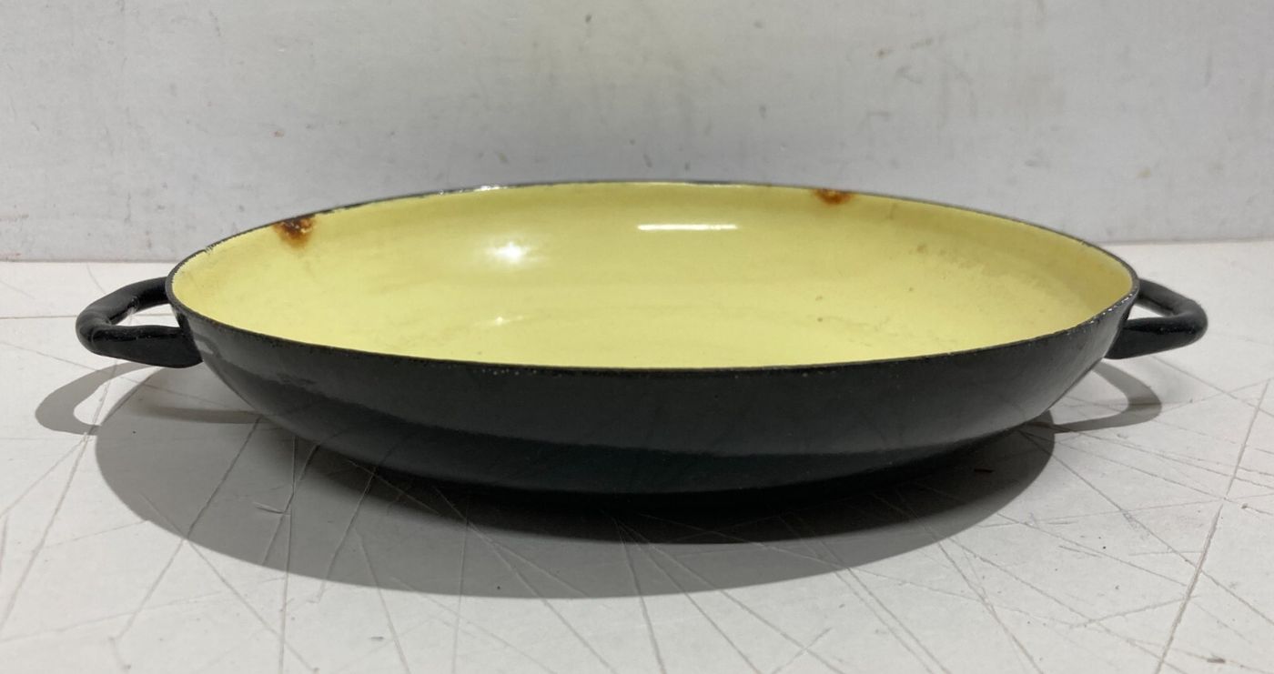 Scodella In Metallo Smaltato Giallo E Nero, Design Anni '70
