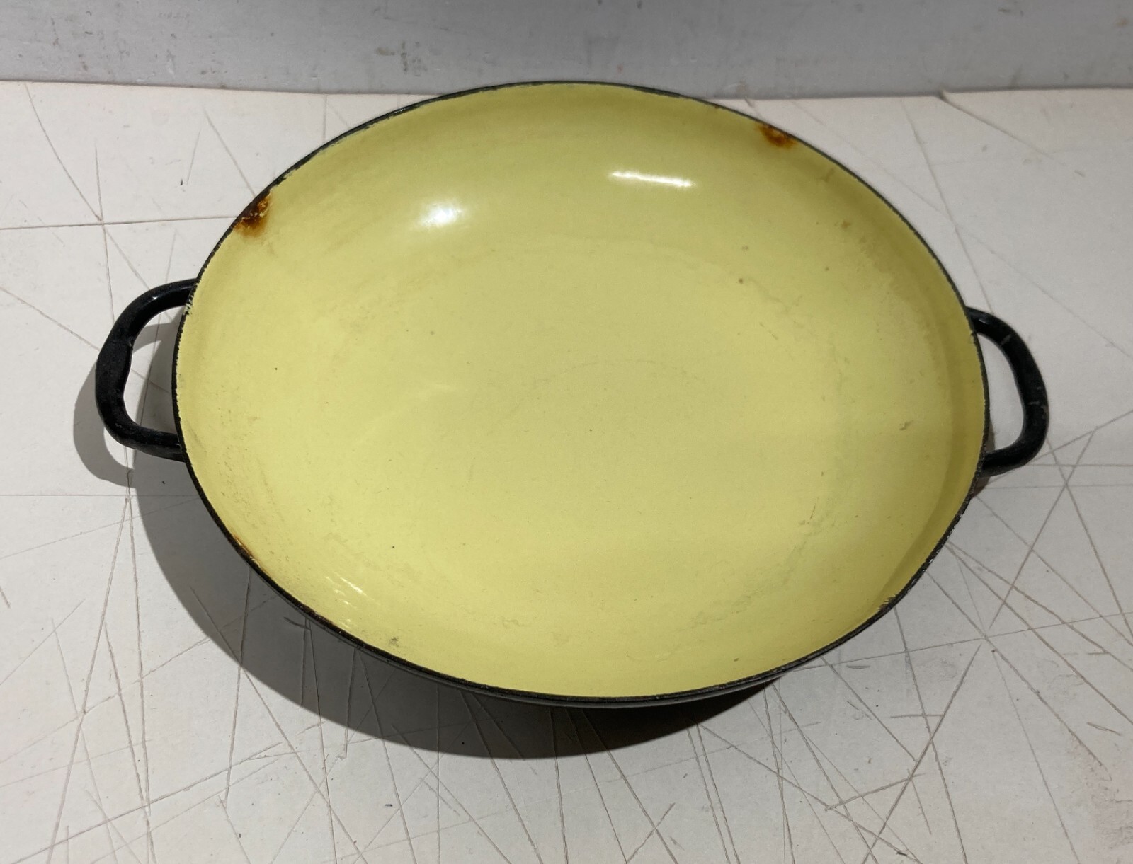 Scodella In Metallo Smaltato Giallo E Nero, Design Anni '70