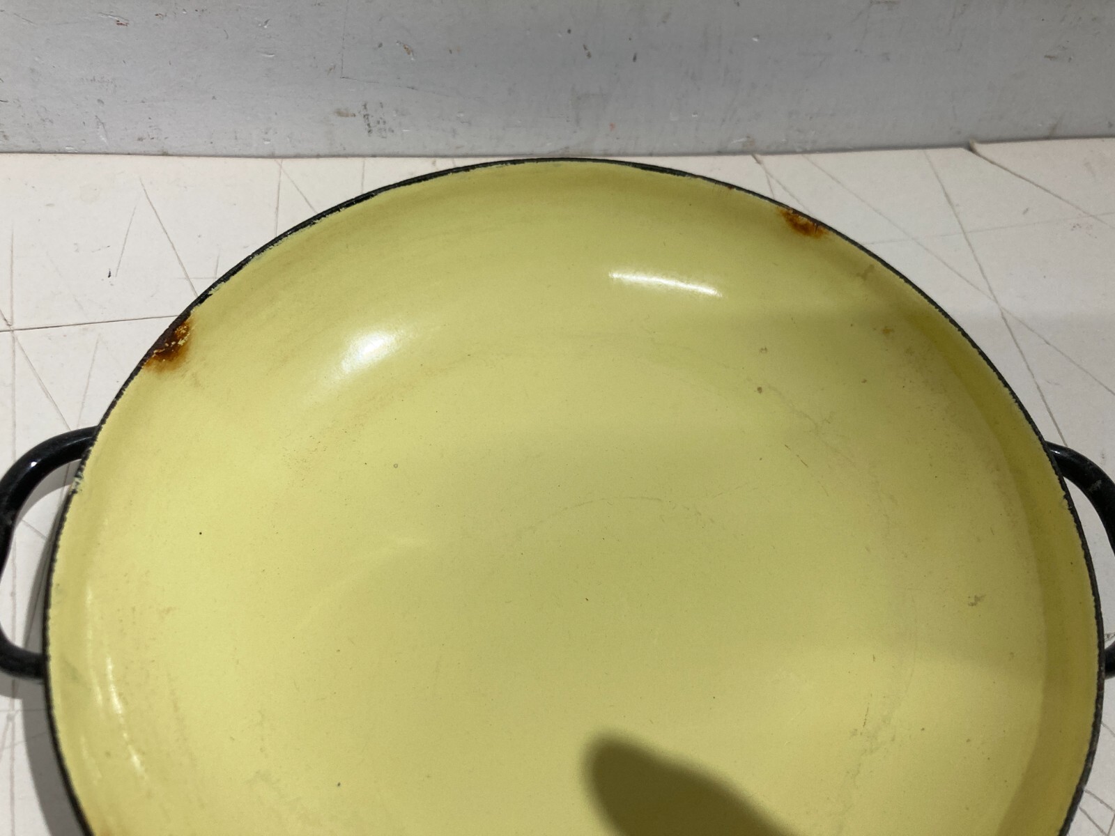 Scodella In Metallo Smaltato Giallo E Nero, Design Anni '70
