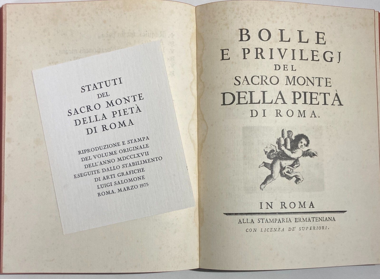 Statuti Del Sacro Monte Della Pietà Di Roma   Ristampa Anastatica (1975)
