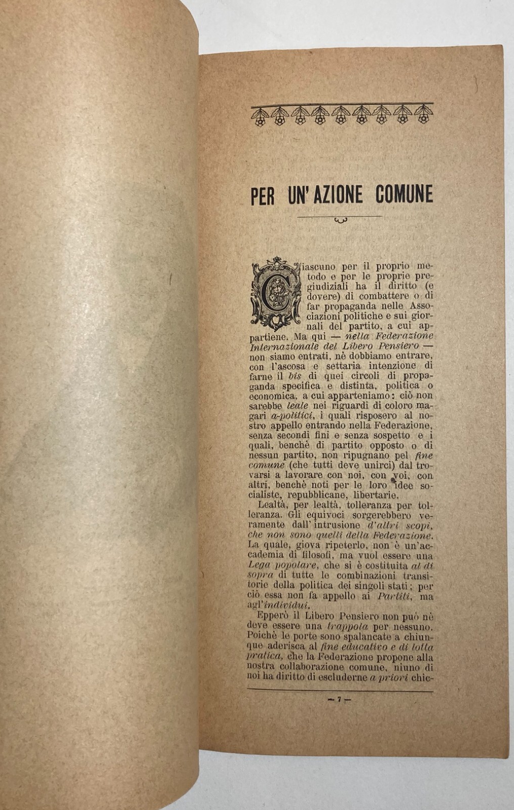 Il Libero Pensiero: Socialismo, Chiesa, Rapisardi, Bovio, Olivetti, Massoneria
