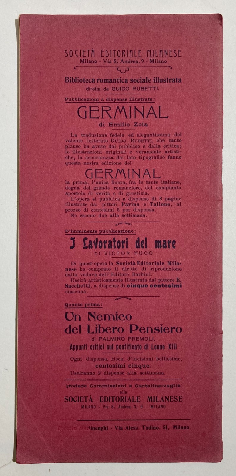 Il Libero Pensiero: Socialismo, Chiesa, Rapisardi, Bovio, Olivetti, Massoneria