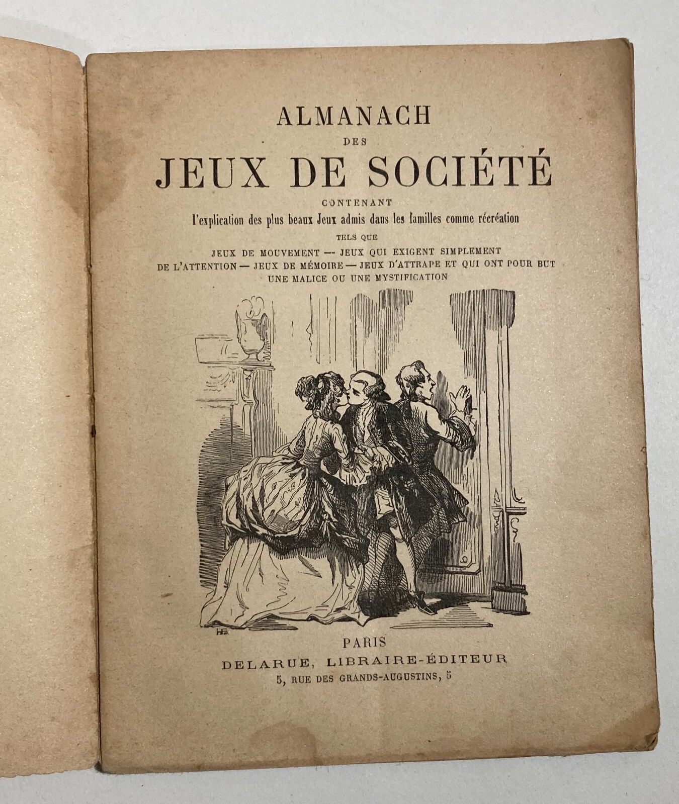 Giochi Di Società: Antico Almanacco Francese Illustrato Con Calendario 1890
