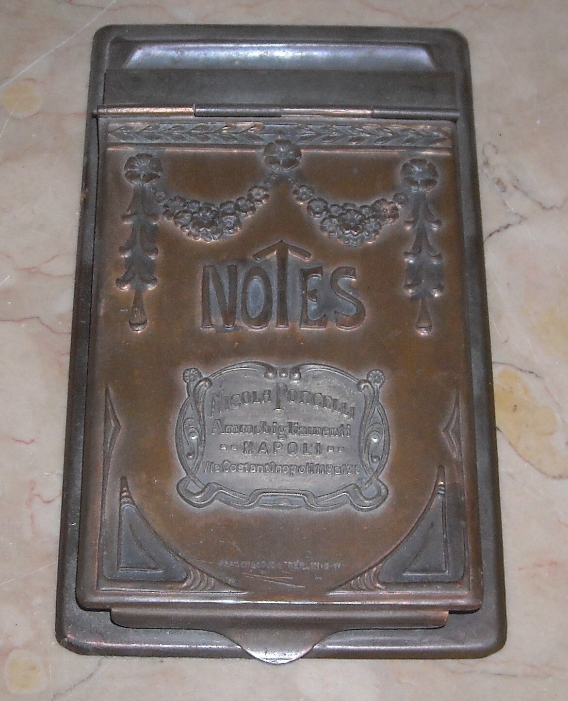 Napoli: Antico Porta Block Notes E Porta Penne In Stile Liberty, Mobilificio Porcelli, Primo '900
