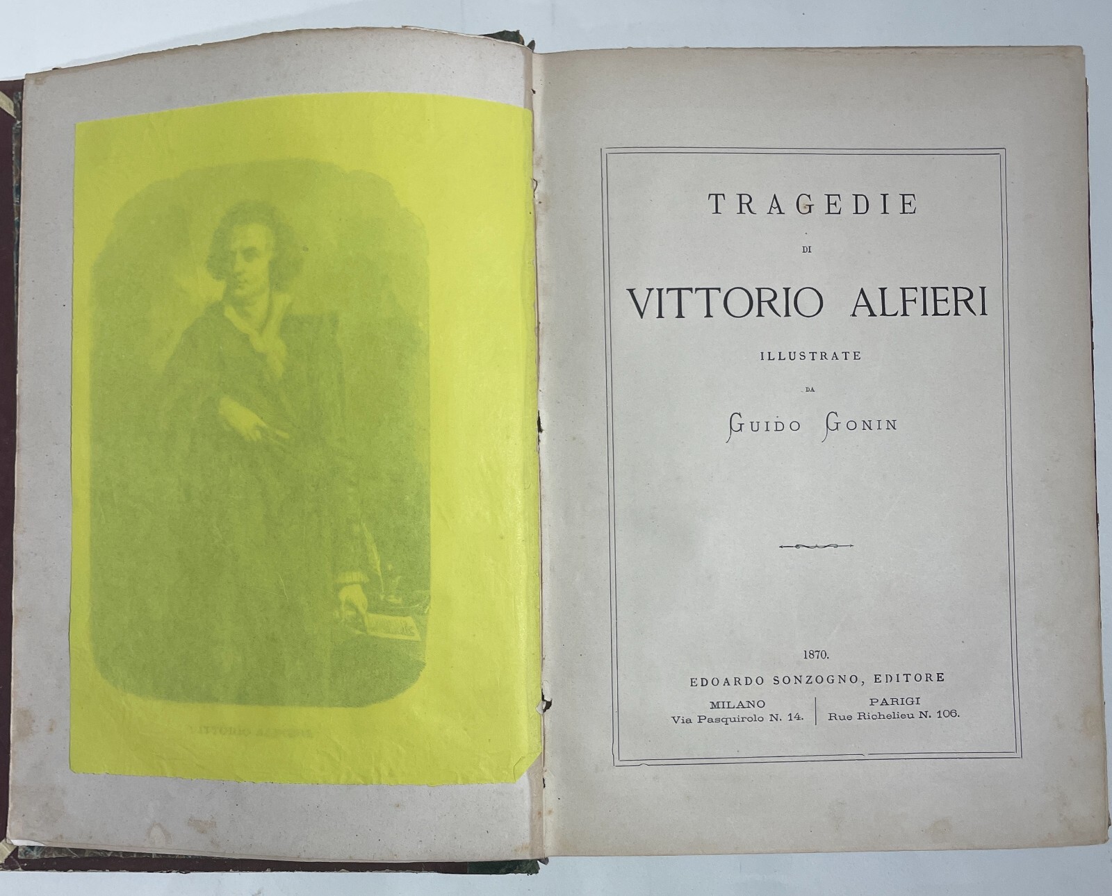 Vittorio Alfieri: Tragedie, Libro Illustrato Da Guido Gonin, Milano 1870