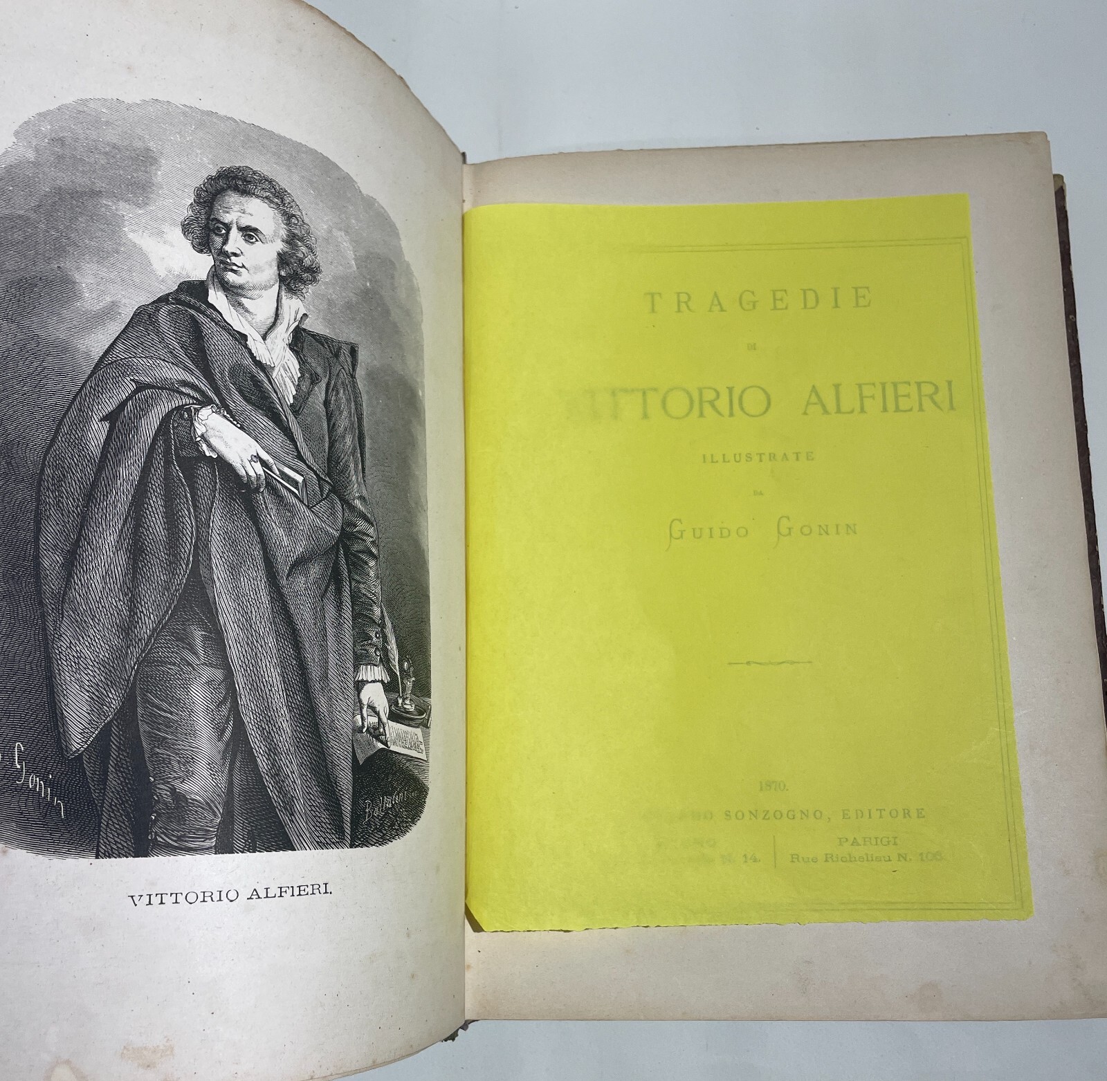 Vittorio Alfieri: Tragedie, Libro Illustrato Da Guido Gonin, Milano 1870