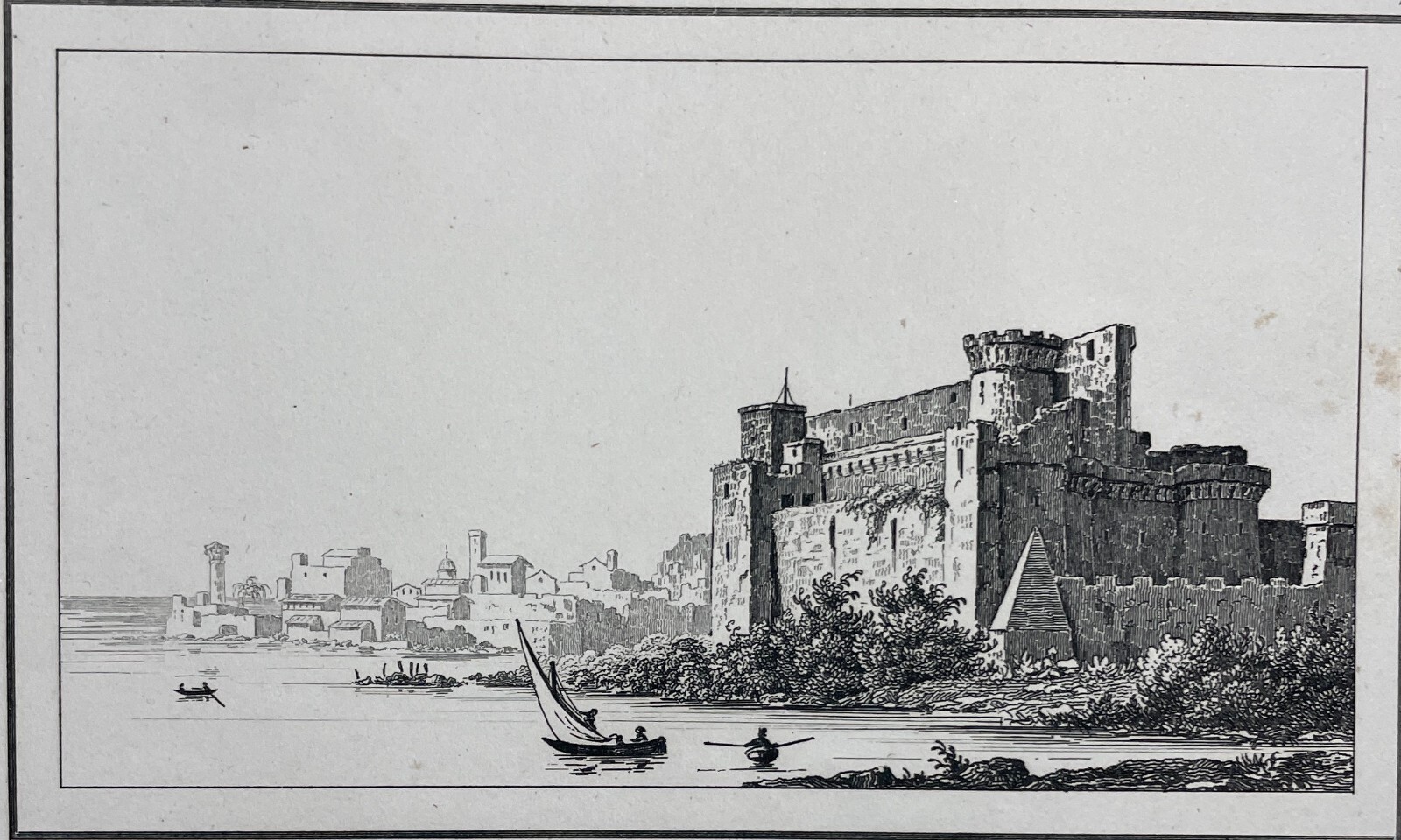 Puglia, Salento, Brindisi: Antica Veduta Portuale Con Castello E Barche In Mare