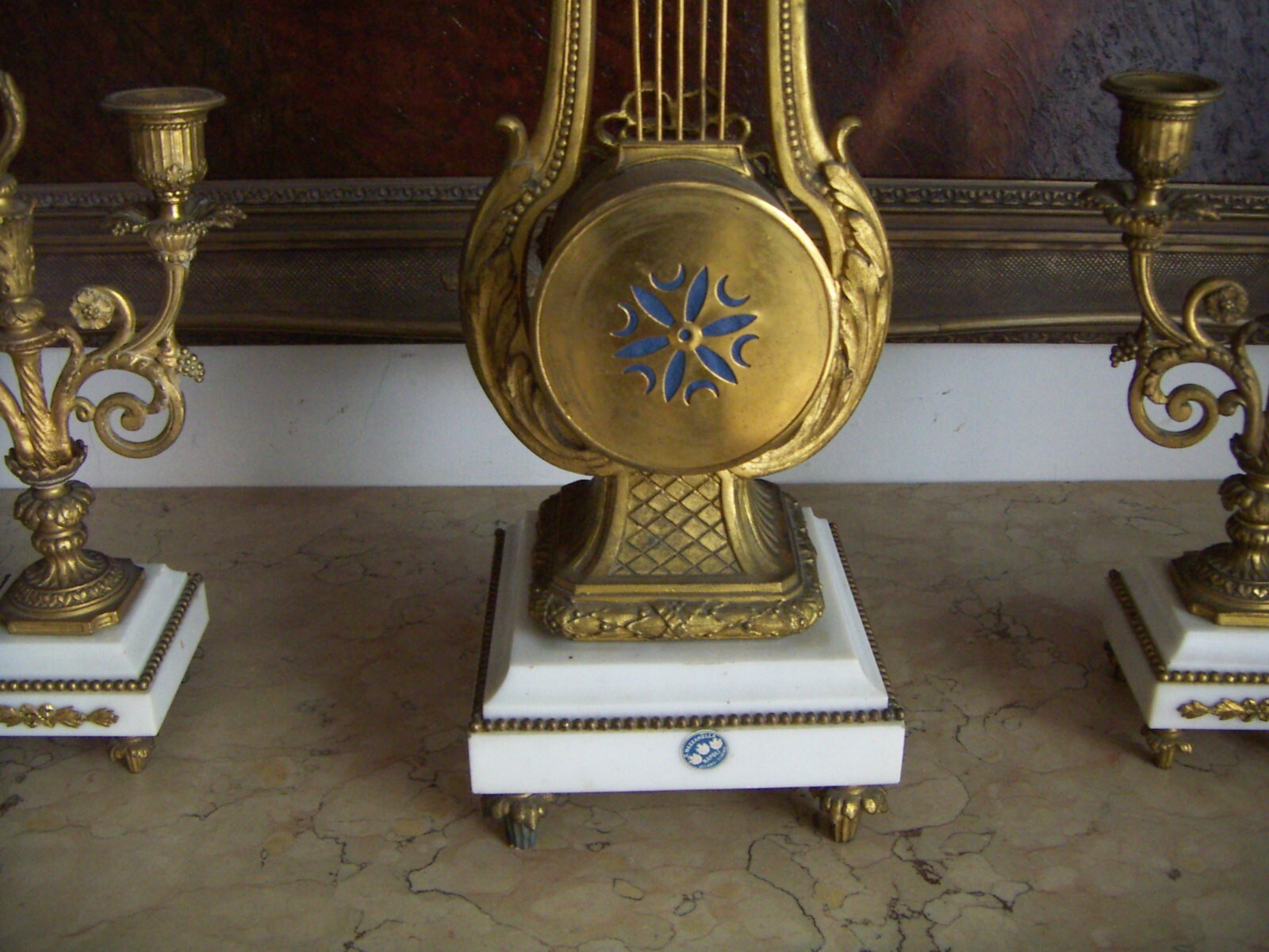 Orologeria Mazzarella: Trittico Da Camino Con Orologio A Lira E Candelabri