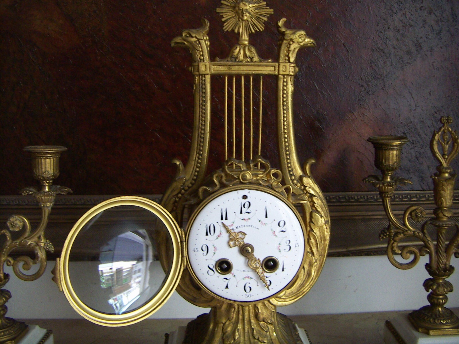 Orologeria Mazzarella: Trittico Da Camino Con Orologio A Lira E Candelabri