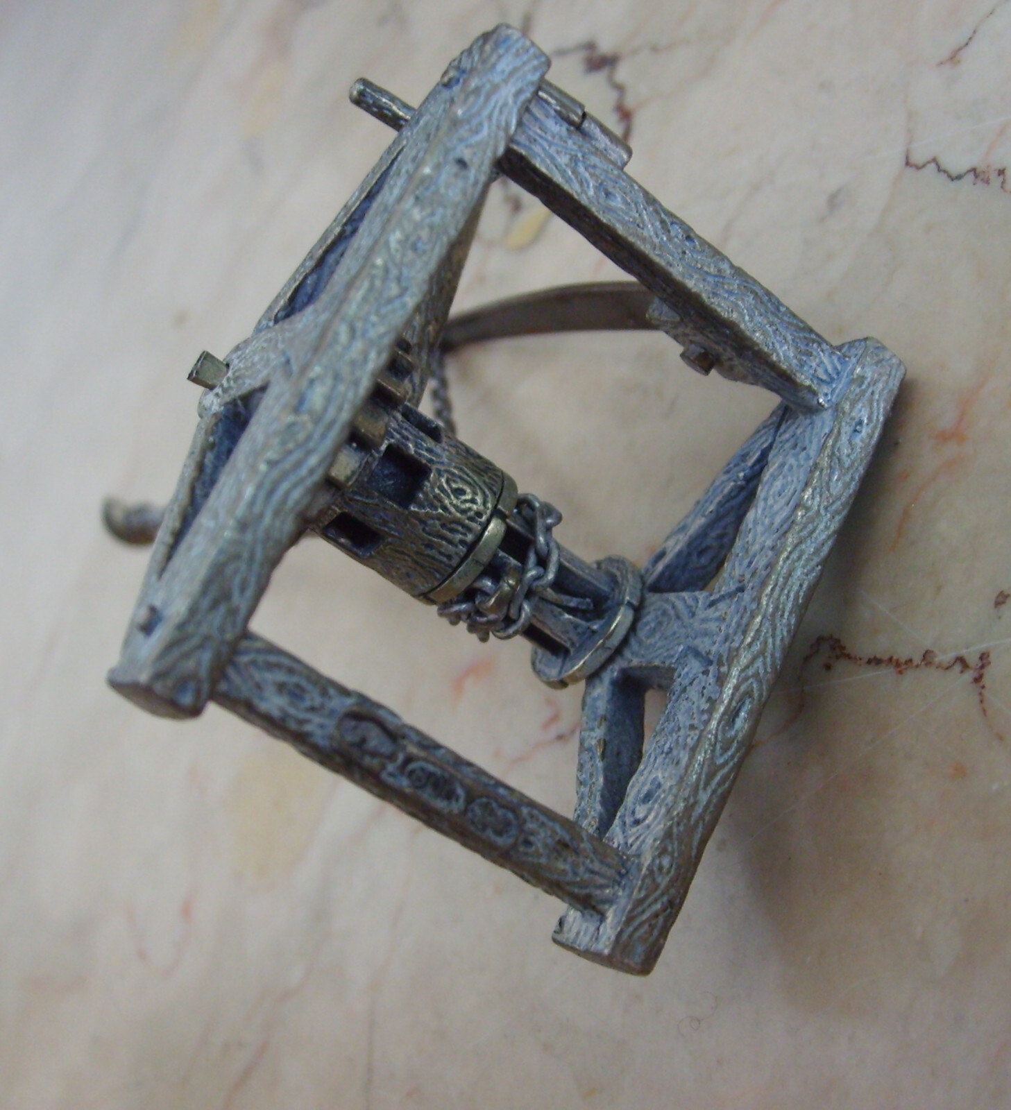 Militaria: Miniatura Di Catapulta In Argento Unoarre