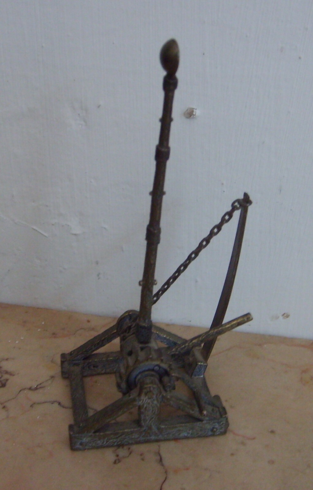 Militaria: Miniatura Di Catapulta In Argento Unoarre
