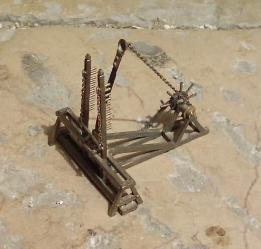Militaria: Miniatura Di Catapulta In Argento Unoarre