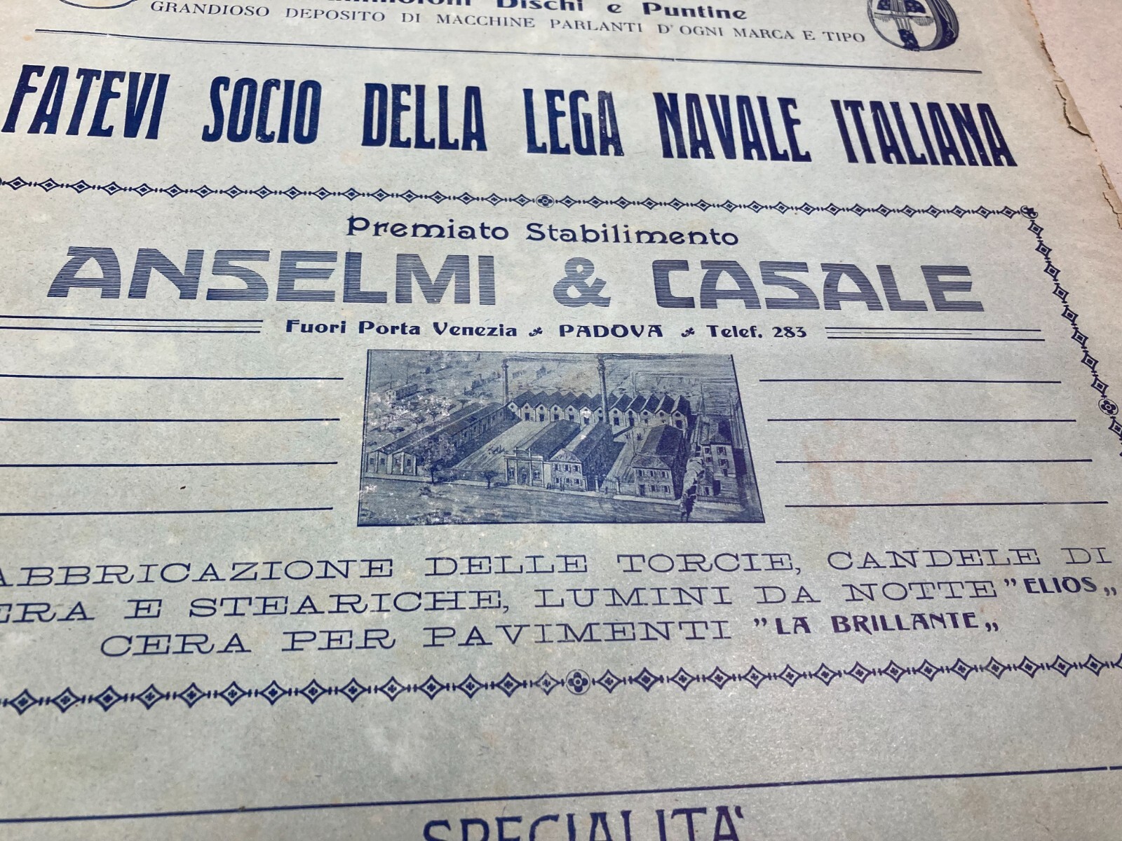 Padova: Lega Navale, Musica, Zanibon, Zoin Dolciaria, Pirelli, Candele Anselmi Casale