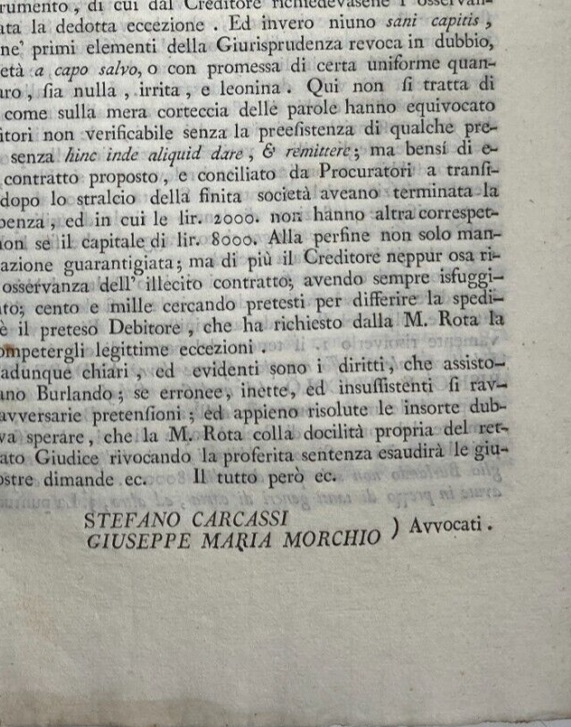 Liguria, Genova: Antica Allegazione Giuridica. Controversia Fabiano, Burlando E Sanguineti