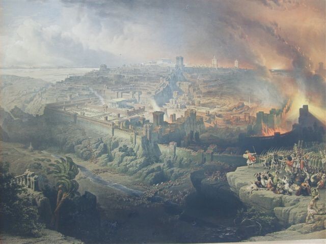 Ebraica, Palestina, Gerusalemme, Assedio, Incendio   Roberts, Haghe   Litografia