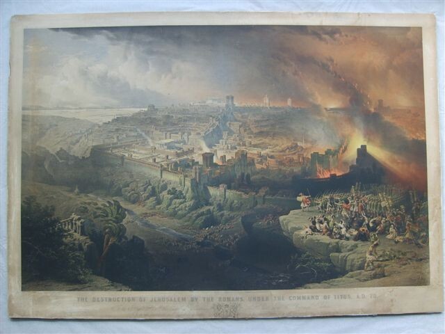 Ebraica, Palestina, Gerusalemme, Assedio, Incendio   Roberts, Haghe   Litografia