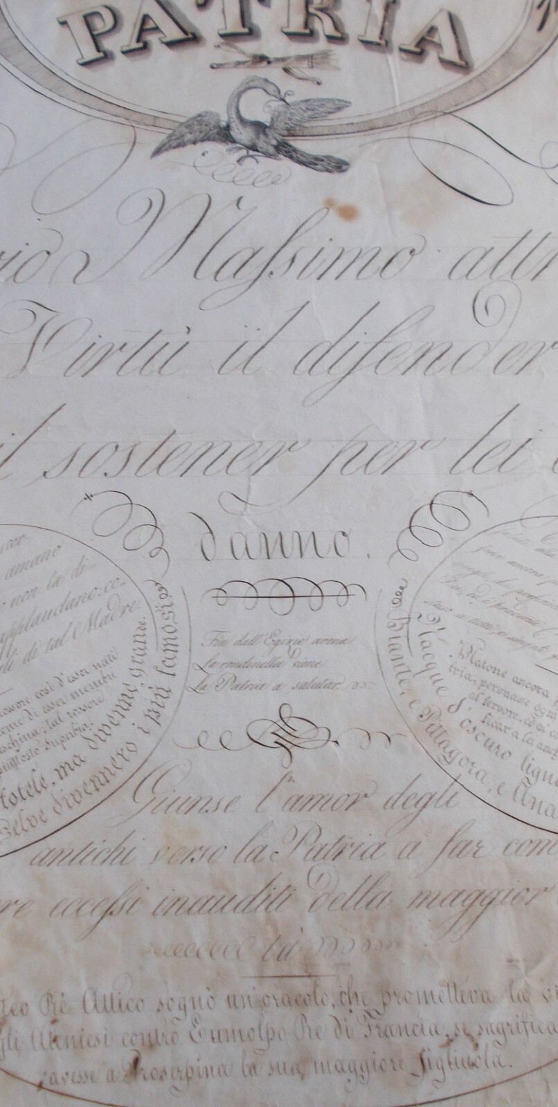 Scrittura, Calligrafia E Motti Patriottici: Rarità Calligrafica Di Camillo Procaccini Ricci