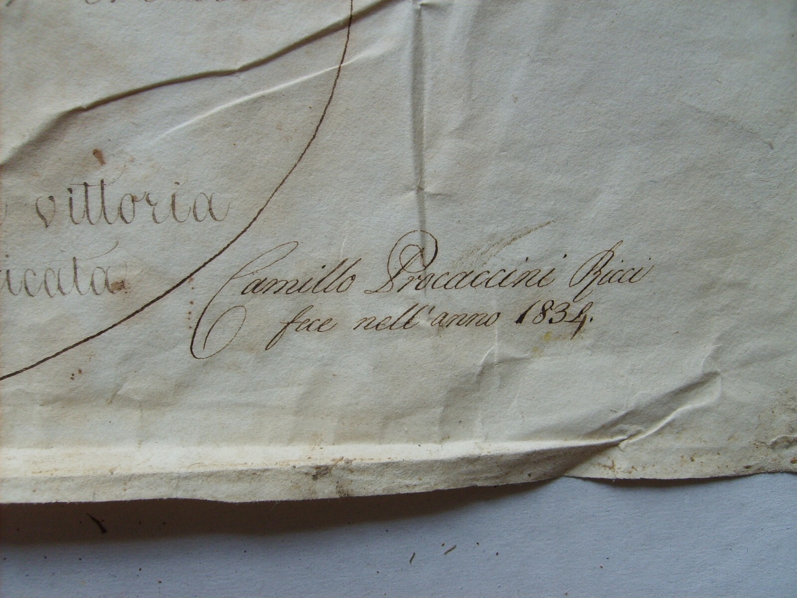 Scrittura, Calligrafia E Motti Patriottici: Rarità Calligrafica Di Camillo Procaccini Ricci